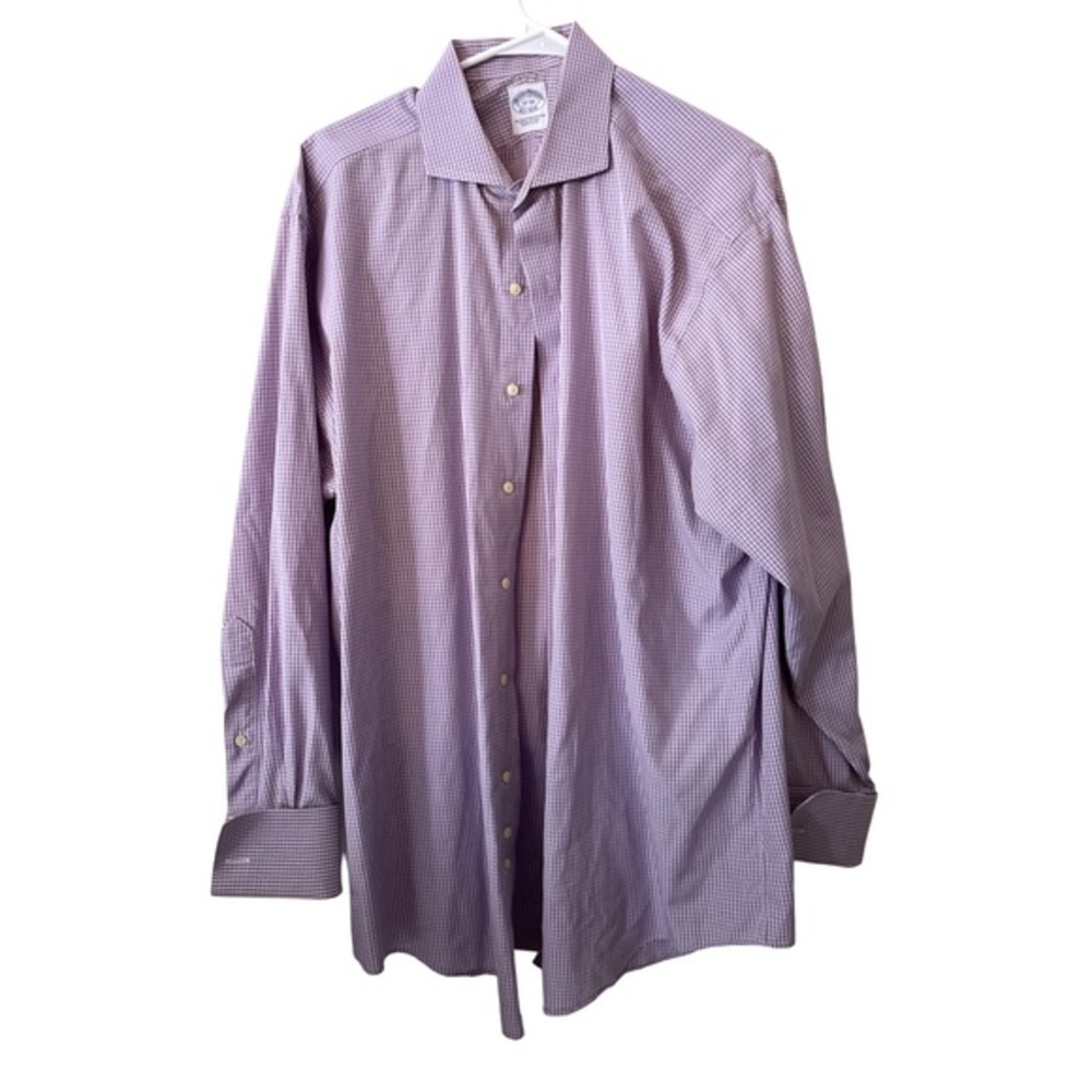 Brooks Brothers Egyptian Cotton button‎ down shirt in purple and white plaid